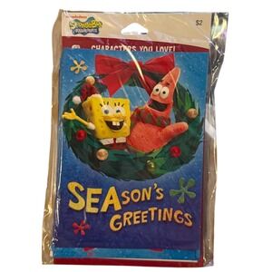 SpongeBob SquarePants Season's‎ Greetings Christmas Holiday Cards 8 Pack New